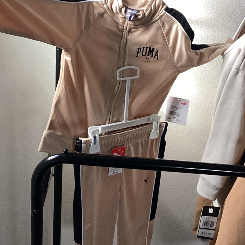 Puma Beige Tracksuit with Black Accents